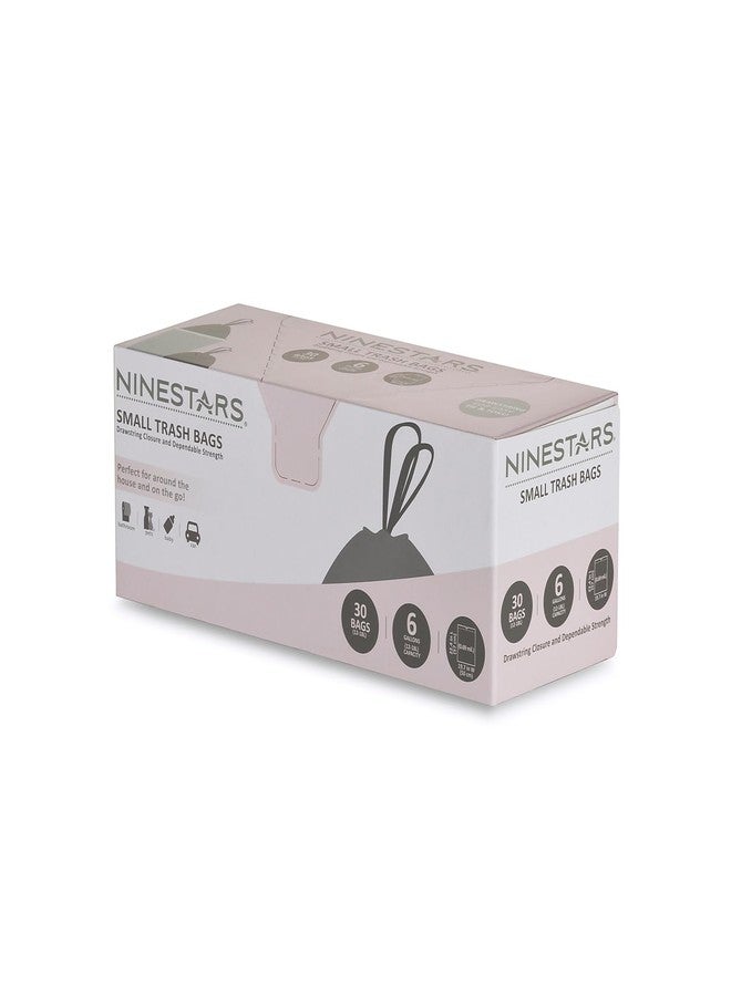 NINESTARS NSTB-6-30 Extra Strong White Trash Bag w/Drawstring Closure, 6 Gal. / 20 L., 30 count - Image 1